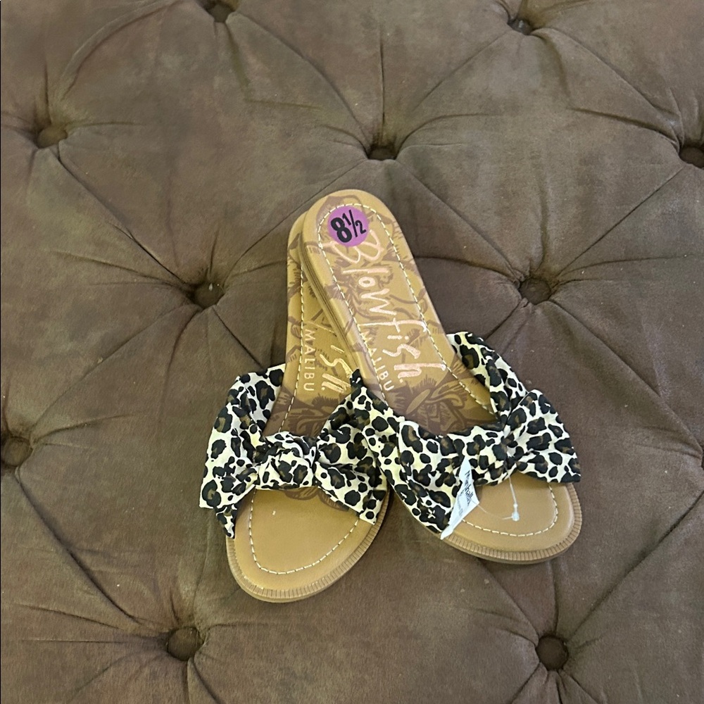 Blowfish Leopard Print Sandals with Bow